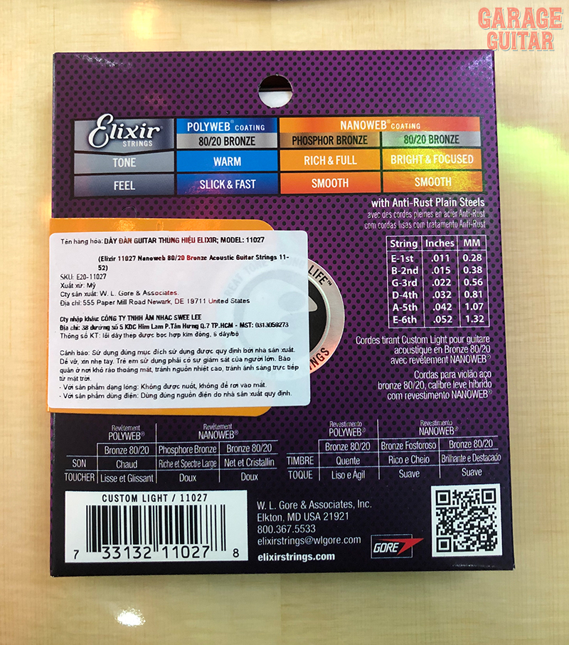 Dây Đàn Elixir 80-20 mat sau